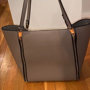 Brown zipper tote bag